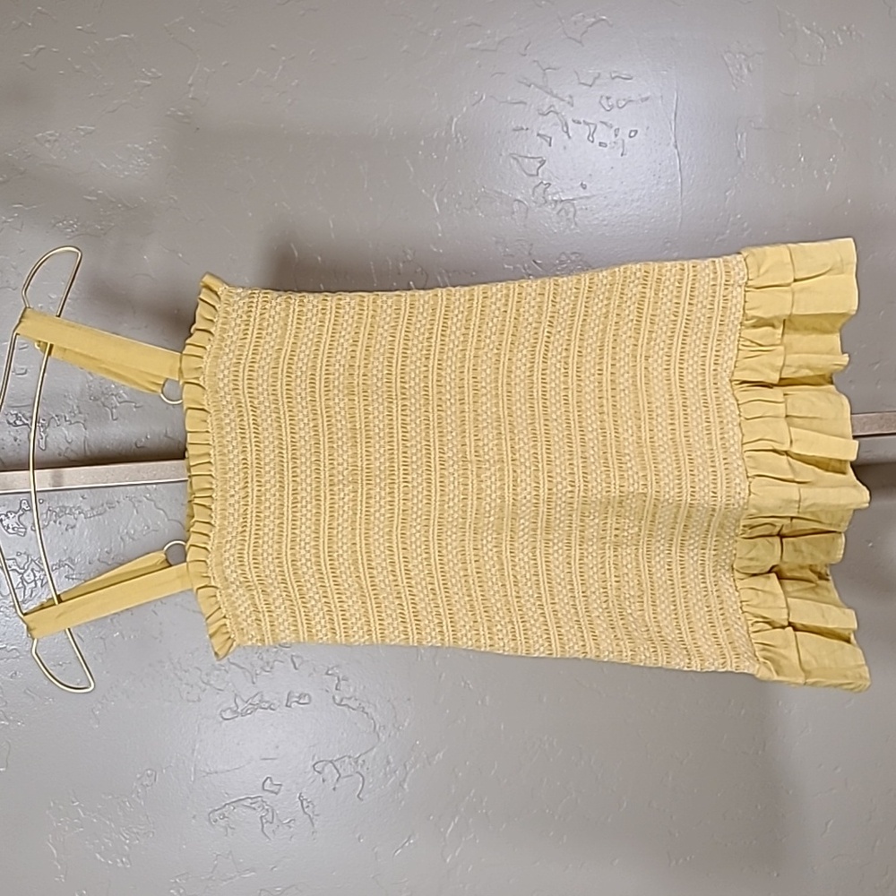 American Eagle Outfitters Yellow Smocked Ruffled Dress Small‎ Cotton Linen Blend